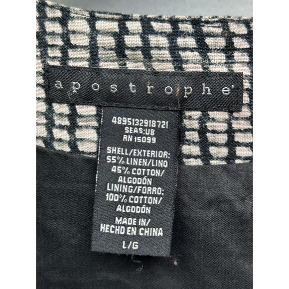 Apostrophe Dress Womens Large Black White Linen Blend Sleeveless Sheath Check - Picture 5 of 8